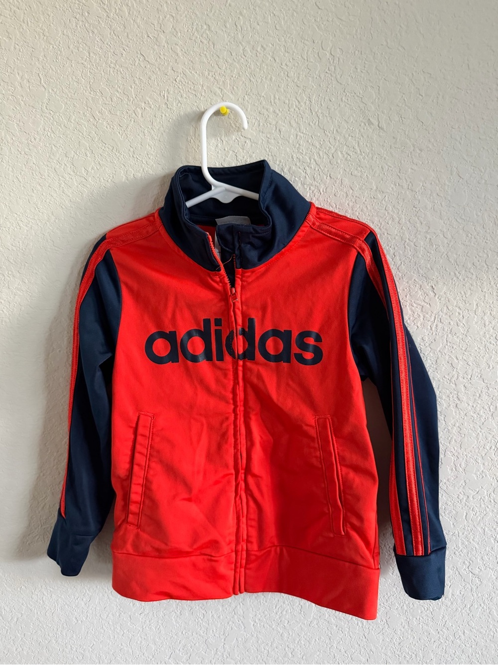 adidas Kids Red and Navy Puffer-Style Track Jacket